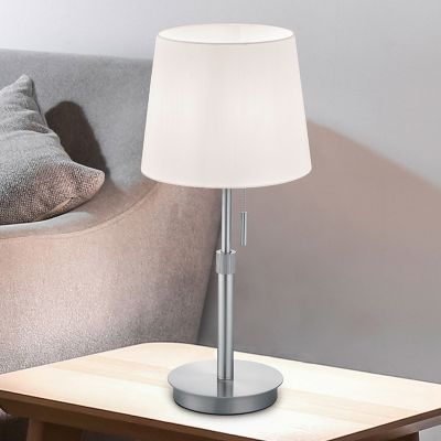 Candeeiro de mesa clássico níquel, Niva, com interruptor de cordão