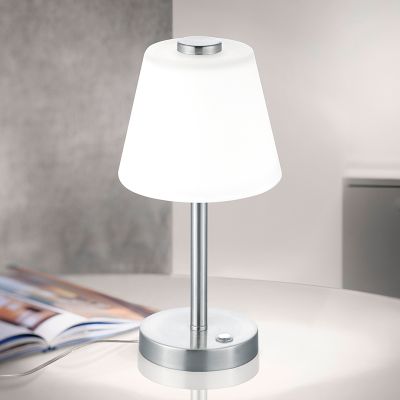 Candeeiro de mesa moderno níquel, Liv, 4W, LED 3000K, com interruptor