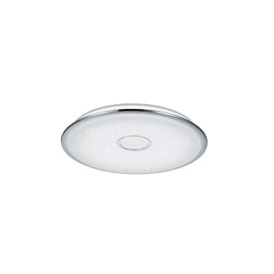 Plafon de vidro cromo, Yailee, 100W, LED ajustável de branco quente a branco frio, com comando à distância