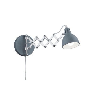 Aplique de parede industrial cinzento, Yemaya, com interruptor