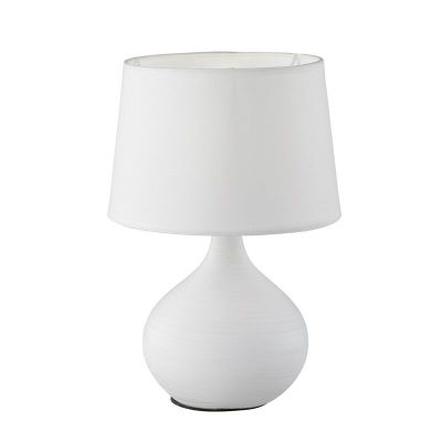 Candeeiro de mesa de cerâmica branco, Yesha, com interruptor