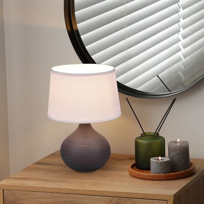 Candeeiro de mesa de cerâmica castanho, Yesha, com interruptor