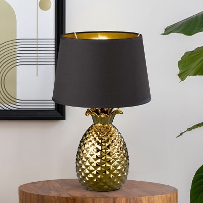 Candeeiro de mesa de cerâmica dourado, Monsted, com interruptor