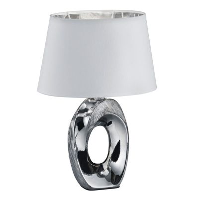 Candeeiro de mesa de cerâmica prateado, Moldrup, com interruptor