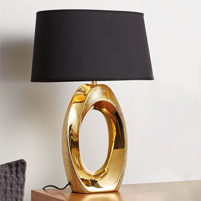 Candeeiro de mesa de cerâmica dourado, Moldrup, com interruptor