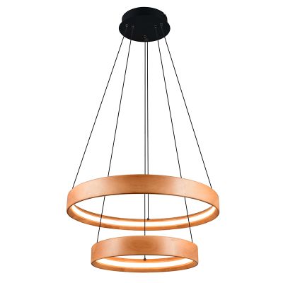 Candeeiro suspenso moderno madeira, Nassima, 37W, LED 3000K, regulável em 3 níveis