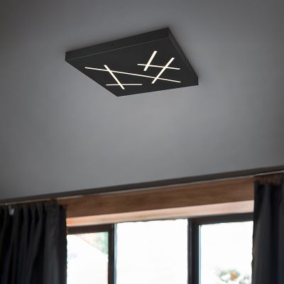 Plafon design preto, Eelco, 24W, LED ajustável de branco quente a branco frio, regulável em 3 níveis