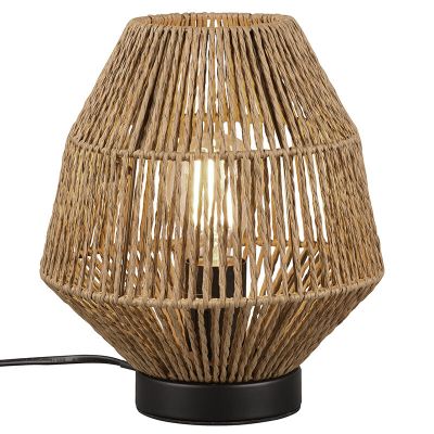 Candeeiro de mesa de rattan castanho, Fleurtje, com interruptor