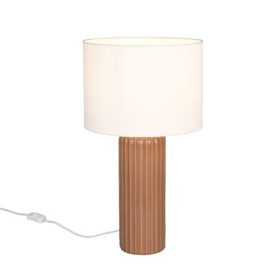 Candeeiro de mesa de cerâmica castanho, Nannette, com interruptor