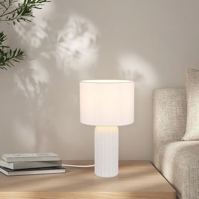 Candeeiro de mesa de cerâmica branco, Nannette, com interruptor