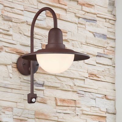 Candeeiro de parede exterior com sensor de movimento moderno cor de ferrugem, Semmy, IP44