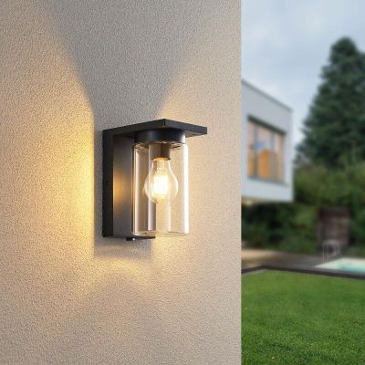 Candeeiro de parede exterior com sensor crepuscular moderno preto, Yves, IP44