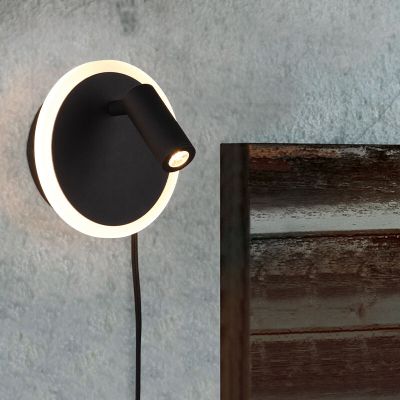 Aplique de parede moderno preto, Sirias, 5W, LED 3000K, com interruptor