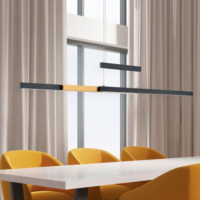 Candeeiro suspenso moderno preto, Jessey, 45W, LED ajustável de branco quente a branco frio