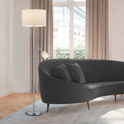 Candeeiro de pé moderno níquel, Ledbury, com interruptor