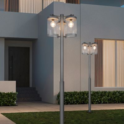 Candeeiro de pé exterior com sensor crepuscular moderno antracite, Sambesi, IP44