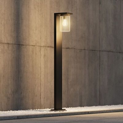 Candeeiro de pé exterior com sensor crepuscular moderno preto, Yves, IP44