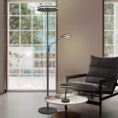 Candeeiro de leitura de pé moderno antracite, Marjon, 35W, LED com tonalidade de luz ajustável, com dimmer tátil