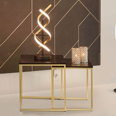Candeeiro de mesa design latão, Sylvian, 20W, LED com tonalidade de luz ajustável, com dimmer tátil