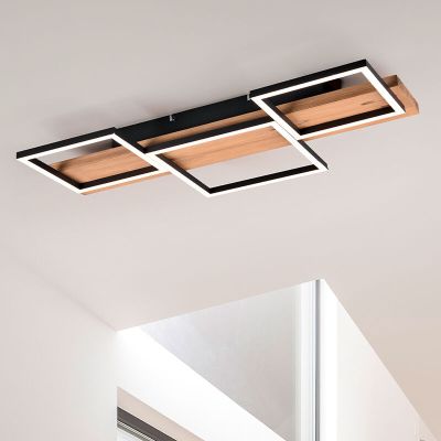 Plafon moderno castanho, Justian, 30W, LED 3000K, regulável em 3 níveis