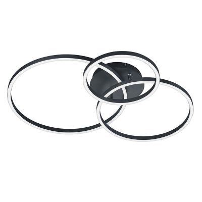 Plafon moderno preto, Elze, 28W, LED RGBW, com comando à distância