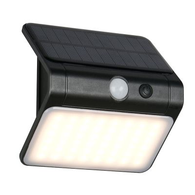 Candeeiro de parede exterior solar de plástico preto, Mijs, 2,5W, LED 4000K, IP44