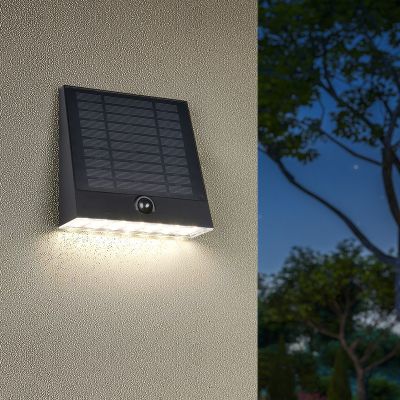 Candeeiro de parede exterior solar moderno preto, Pontus, 6W, LED 4000K, IP44