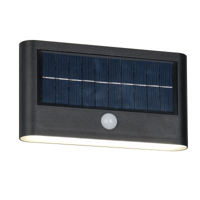 Candeeiro de parede exterior solar moderno preto, Nefise, 8W, LED 4000K, IP44