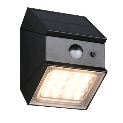 Candeeiro de parede exterior solar moderno preto, Majida, IP65