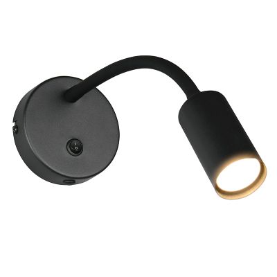 Aplique de parede moderno preto, Suradj, com interruptor