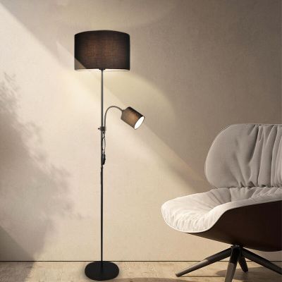 Candeeiro de leitura de pé moderno preto, Edina, com interruptor