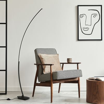 Candeeiro de pé arco design preto, Vessla, 11W, LED 3000K, com interruptor