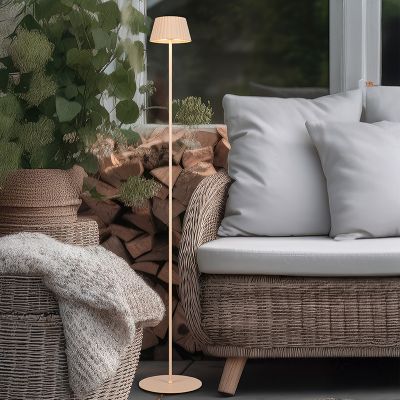 Candeeiro de pé recarregável moderno castanho, Reshma, 1,5W, LED 3000K, IP44, com dimmer tátil