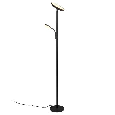 Candeeiro de pé moderno preto, Shahid, 17W, LED ajustável de branco quente a branco frio, com dimmer tátil