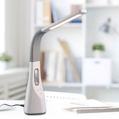 Candeeiro de secretaria moderno branco, Zuris, 5W, LED ajustável de branco quente a branco frio, com dimmer tátil