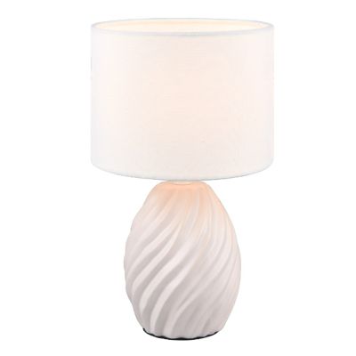 Candeeiro de mesa retrô branco, Roeland, com interruptor