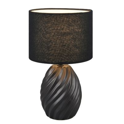 Candeeiro de mesa retrô preto, Roeland, com interruptor