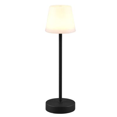 Candeeiro de mesa recarregável de plástico preto, Suman, 2W, LED ajustável de branco quente a branco frio, IP44, com dimmer tátil