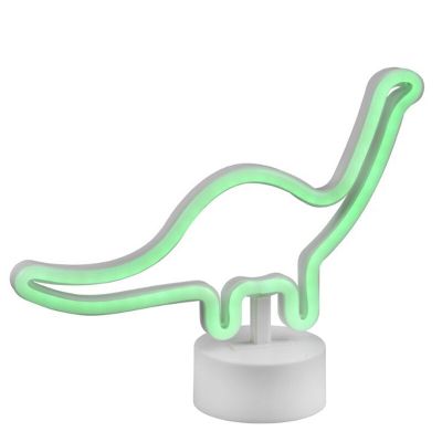 Candeeiro de mesa quarto infantil de plástico branco, Dino, 2W, LED 3000K, com interruptor