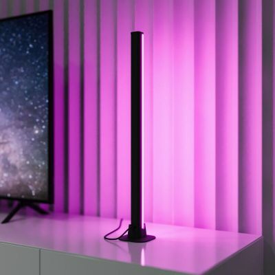 Candeeiro de mesa moderno preto, Wissal, 5W, LED RGB, com comando à distância