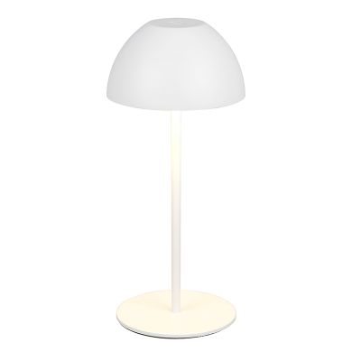 Candeeiro de mesa recarregável de plástico branco, Mikhail, 2W, LED 3000K, IP44, com dimmer tátil