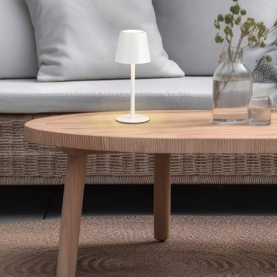 Candeeiro de mesa recarregável de metal branco, Priya, 1,6W, LED ajustável de branco quente a branco frio, regulável em 3 níveis