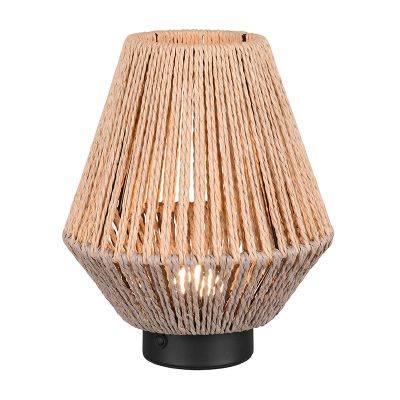 Candeeiro de mesa recarregável de papel castanho, Isaura, 1,5W, LED 3000K, regulável em 3 níveis