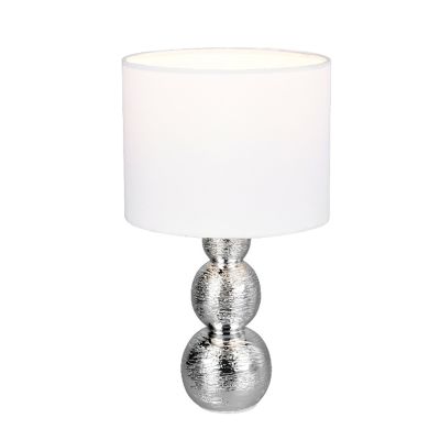 Candeeiro de mesa de cerâmica prateado, Leonhard, com interruptor