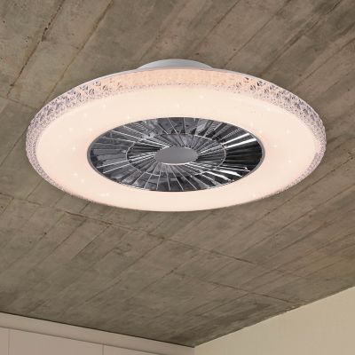 Ventilador de teto cromado, Damon, 40W, LED branco ajustável (de quente a frio), com controle remoto.
