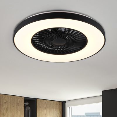 Ventilador de teto moderno preto, Maurits, 40W, LED branco ajustável (de quente a frio), com controle remoto.
