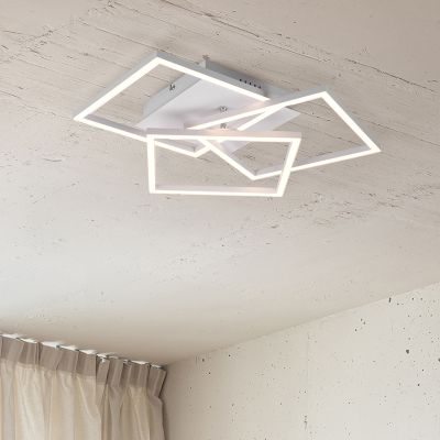 Plafon moderno branco, Bibiana, 28W, LED ajustável de branco quente a branco frio, com comando à distância