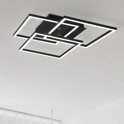 Plafon moderno preto, Bibiana, 28W, LED ajustável de branco quente a branco frio, com comando à distância