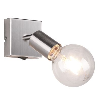 Foco de parede moderno níquel, Odin, com interruptor