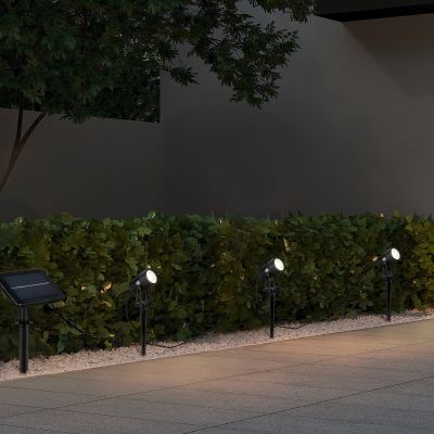 Foco de jardim solar de alumínio preto, Mijke, 0,5W, LED 4000K, IP44